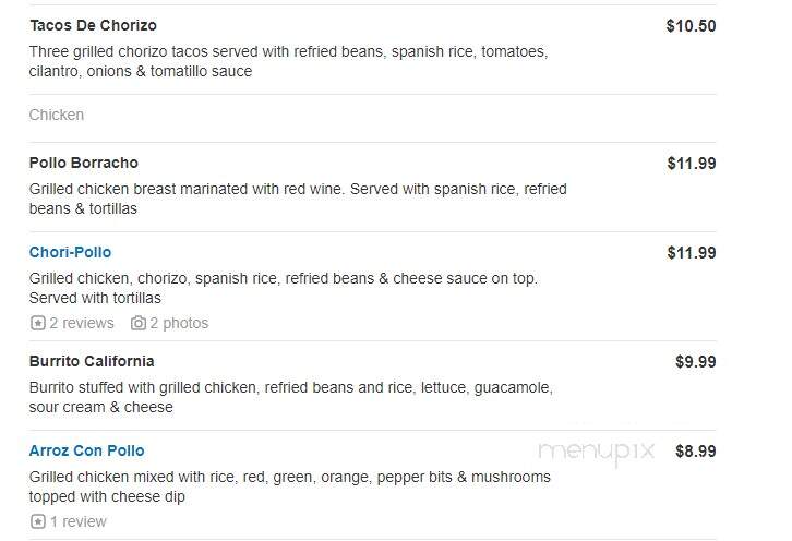 El Charro Mexican Restaurant - Fredericksburg, VA menu_pic