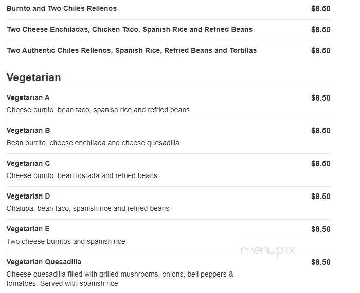 El Charro Mexican Restaurant - Fredericksburg, VA menu_pic