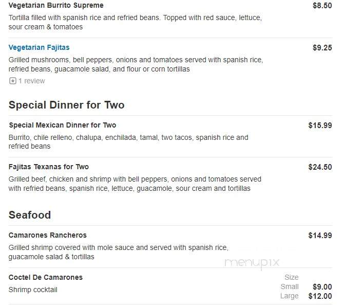 El Charro Mexican Restaurant - Fredericksburg, VA menu_pic