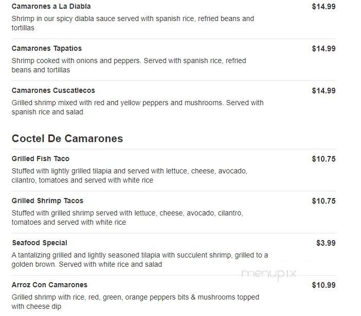 El Charro Mexican Restaurant - Fredericksburg, VA menu_pic
