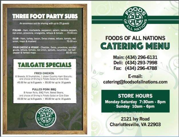Foods Of All Nations - Charlottesville, VA menu_pic