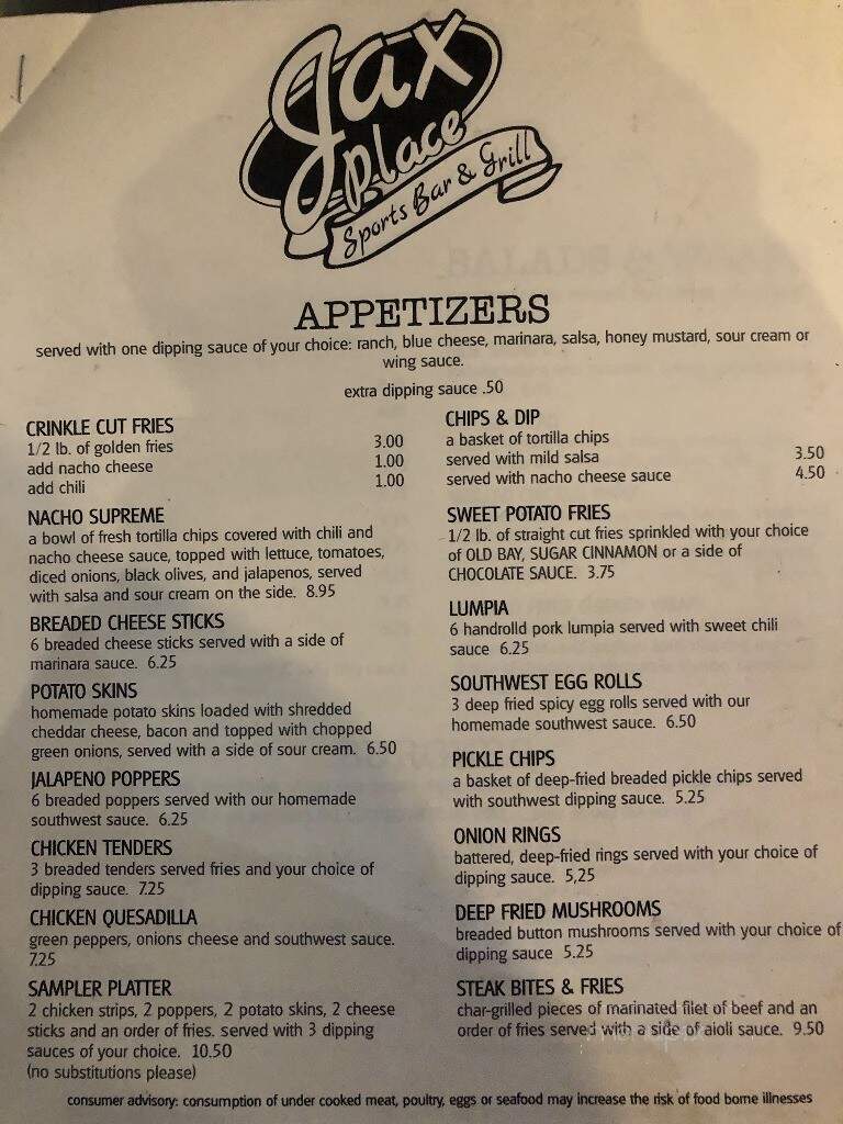 Jax Place - Virginia Beach, VA menu_pic