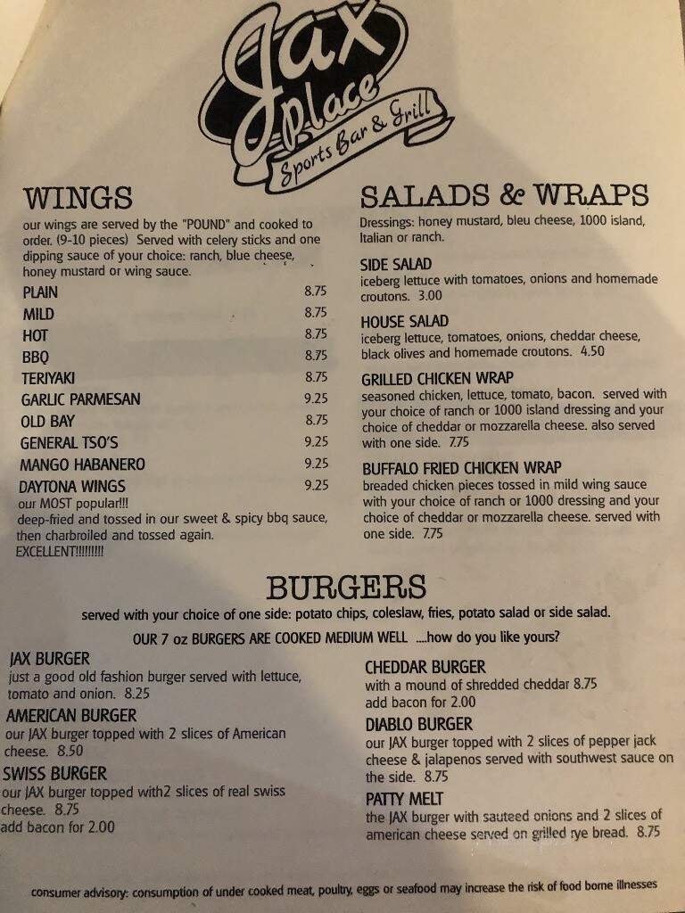 Jax Place - Virginia Beach, VA menu_pic
