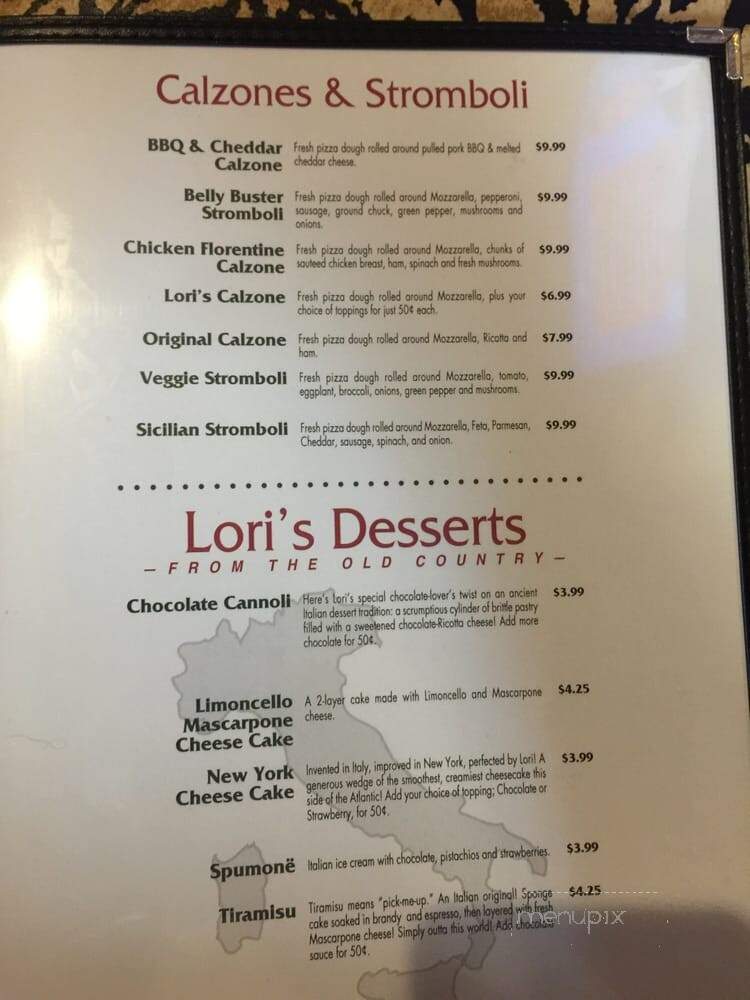 Lori's Italian Grill - Forest, VA menu_pic