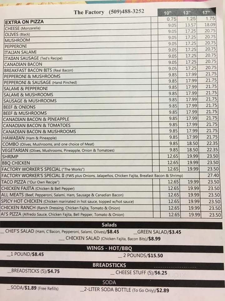 Pizza Factory - Othello, WA menu_pic