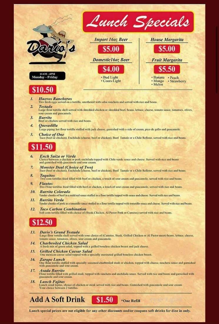 Dario's Mexican Restaurant - Newhall, CA menu_pic
