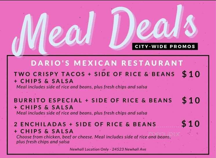 Dario's Mexican Restaurant - Newhall, CA menu_pic