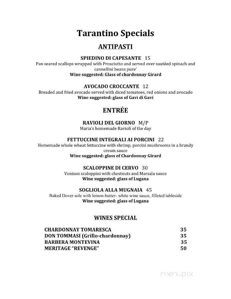 Tarantino Restaurant & Bar - Westport, CT menu_pic