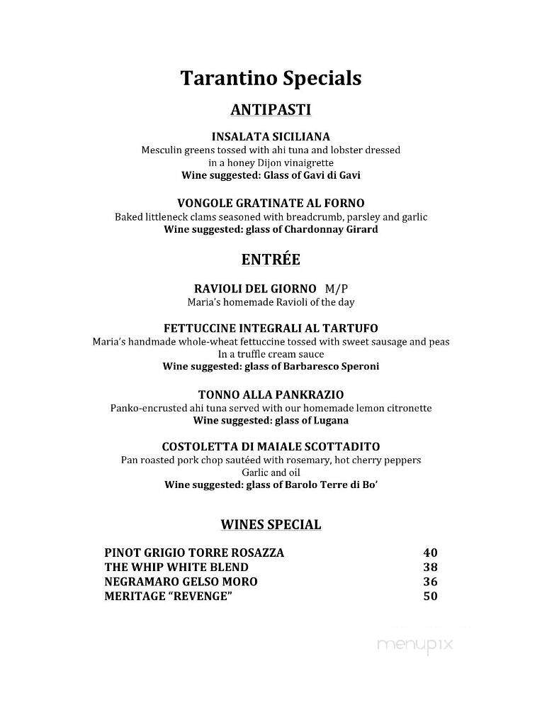 Tarantino Restaurant & Bar - Westport, CT menu_pic