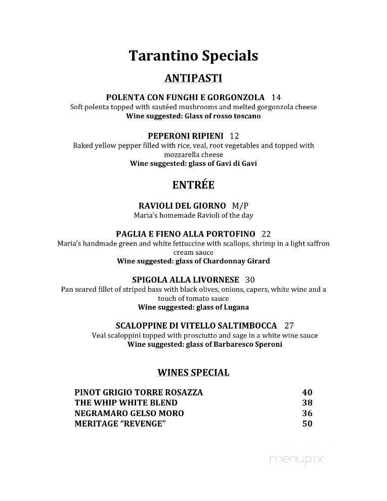 Tarantino Restaurant & Bar - Westport, CT menu_pic