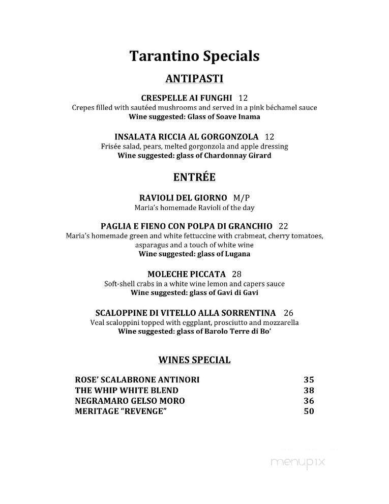 Tarantino Restaurant & Bar - Westport, CT menu_pic