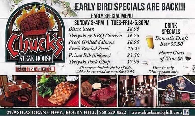 Chuck's Steak House - Rocky Hill, CT menu_pic