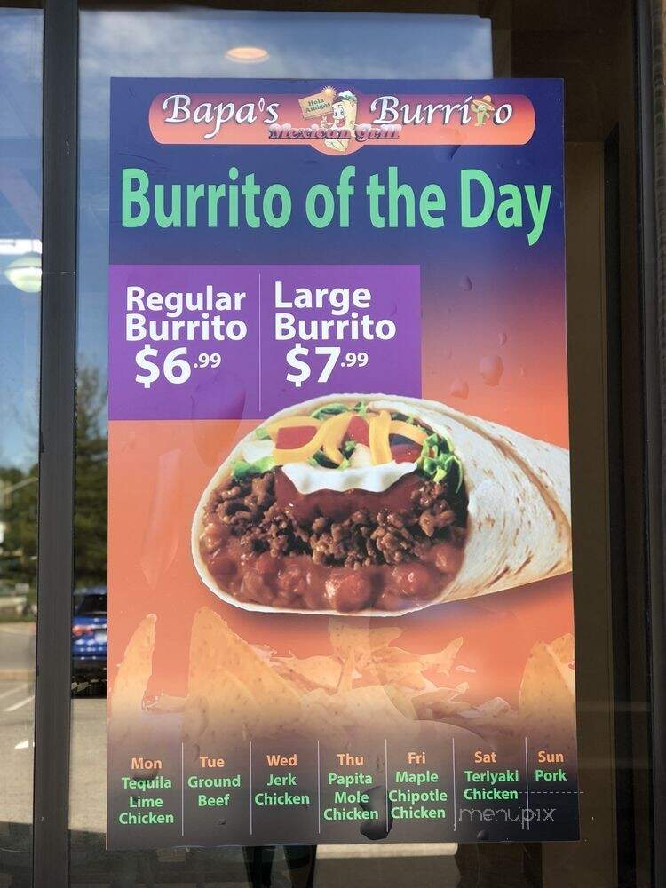 Bapas Burrito - Niagara-on-the-Lake, ON menu_pic