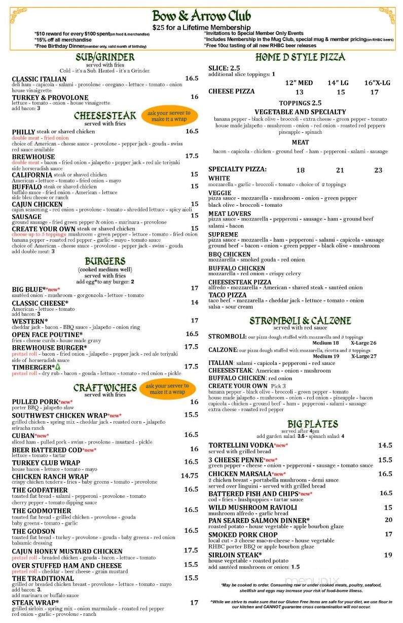 Robin Hood Brewing - Bellefonte, PA menu_pic