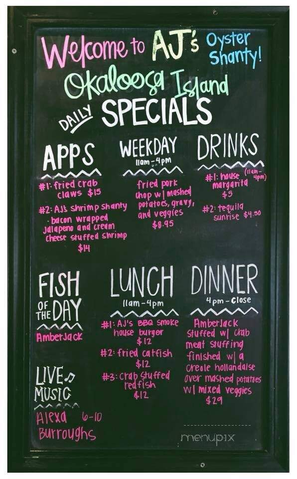 AJ's Oyster Shanty - Fort Walton Beach, FL menu_pic