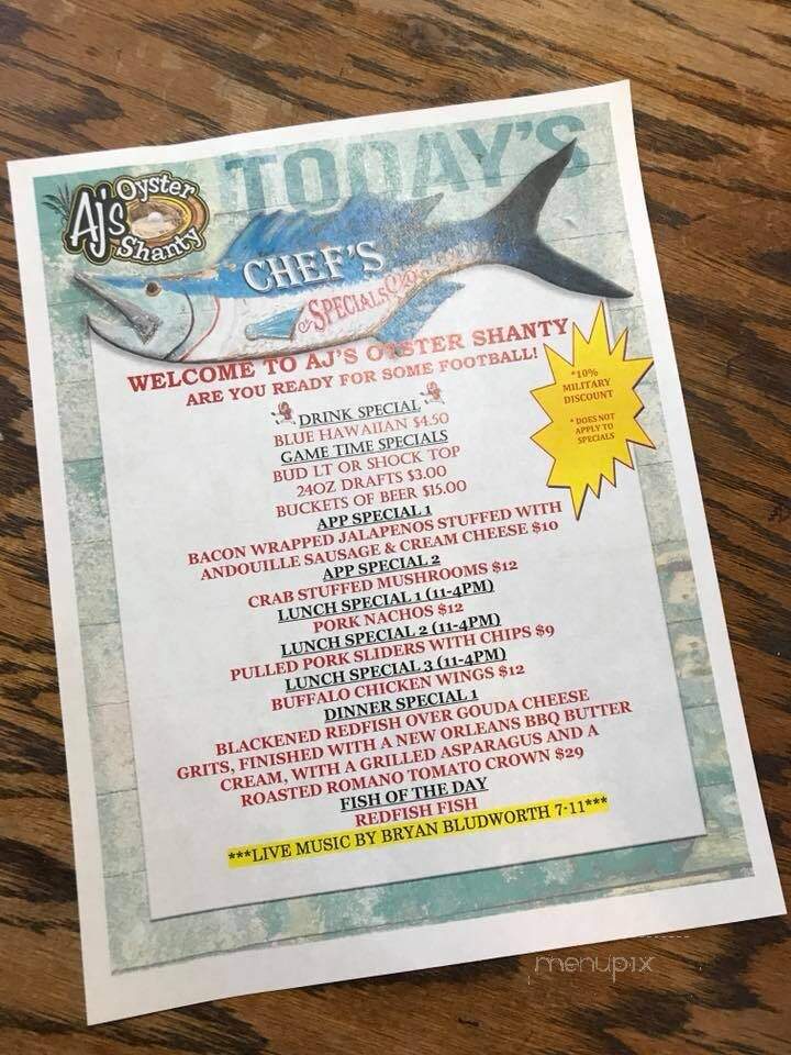 AJ's Oyster Shanty - Fort Walton Beach, FL menu_pic