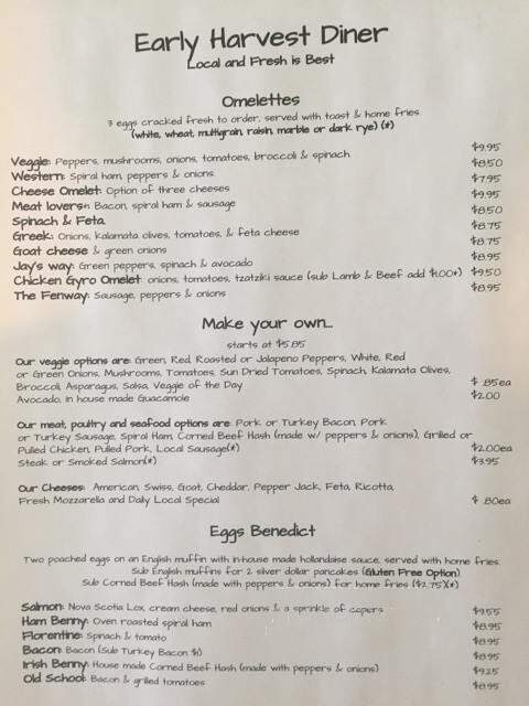 Early Harvest Diner - Wakefield, MA menu_pic