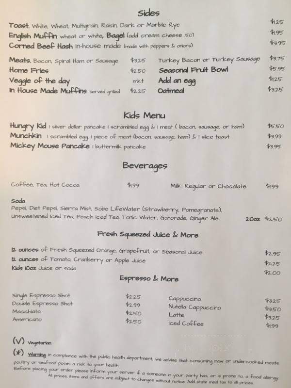 Early Harvest Diner - Wakefield, MA menu_pic