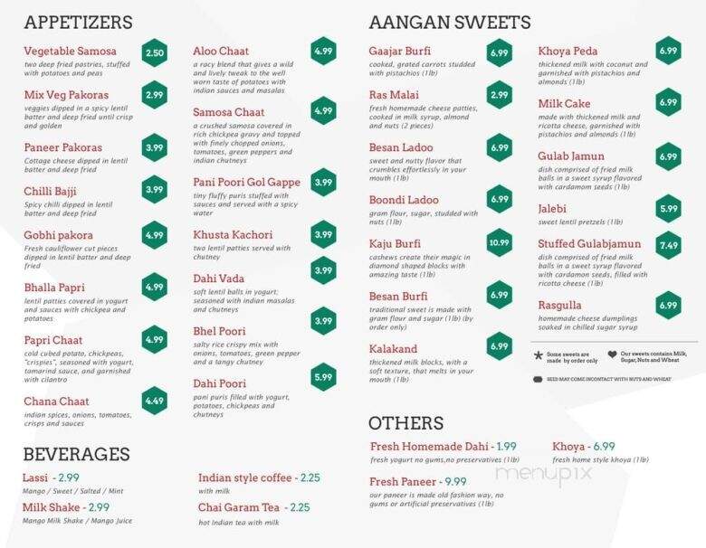 Aangan Sweets & Catering - Hamilton, OH menu_pic