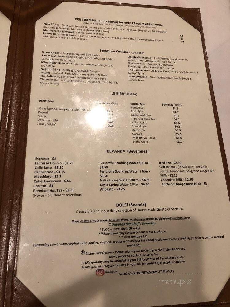Mino - Naples, FL menu_pic