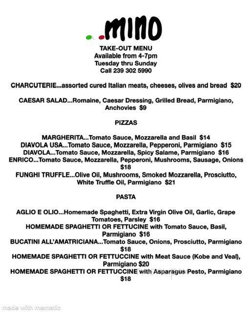 Mino - Naples, FL menu_pic