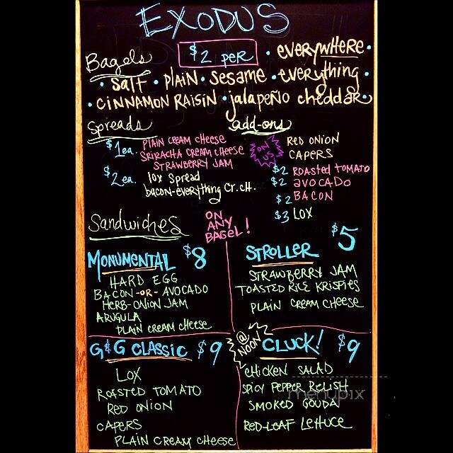 Exodus Bagels - Roslindale, MA menu_pic