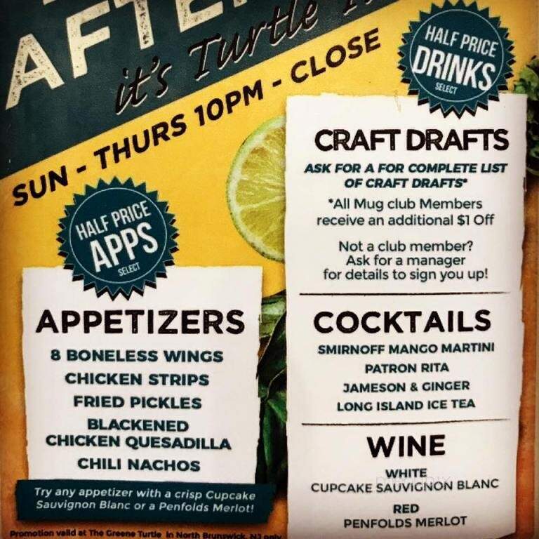 The Greene Turtle - North Brunswick, NJ menu_pic