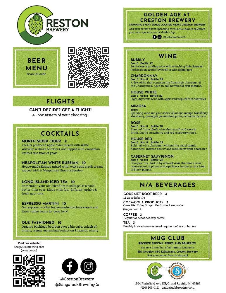 Creston Brewery - Grand Rapids, MI menu_pic