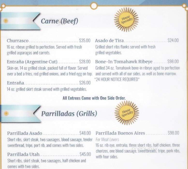 Asado Argentinian Grill - Orem, UT menu_pic