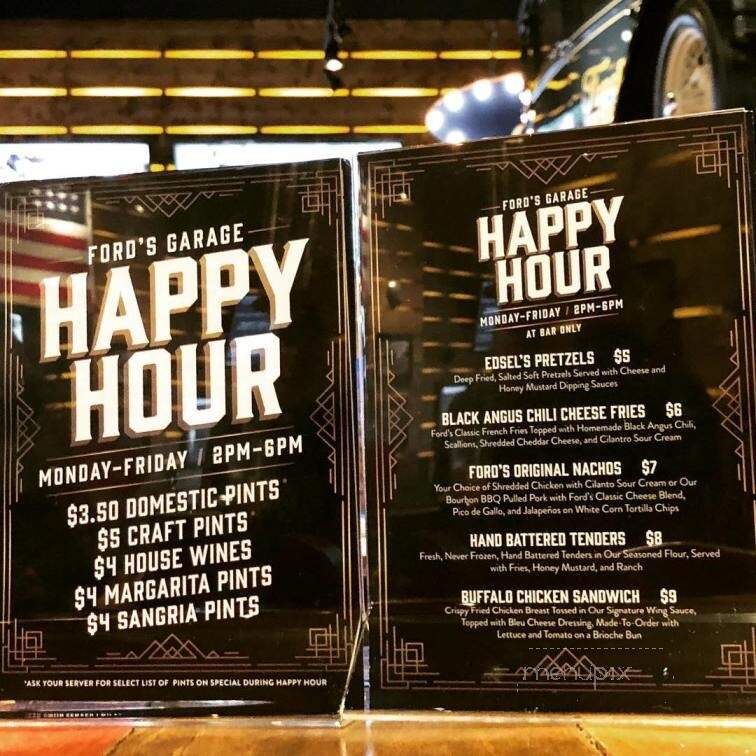 Ford's Garage - Dearborn, MI menu_pic