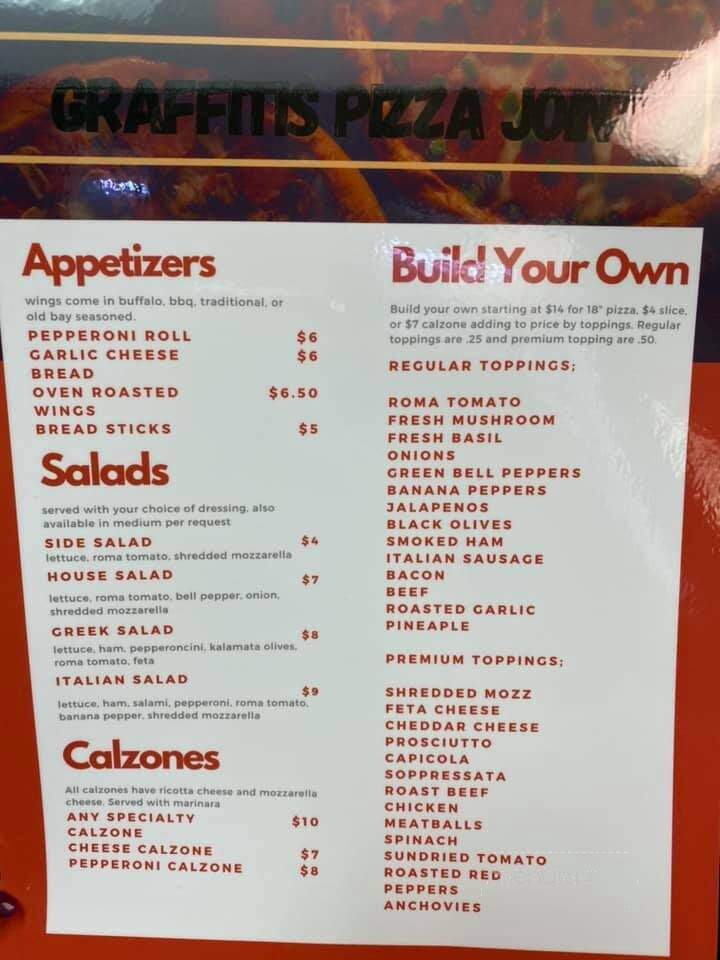 Graffiti's Pizza Joint - Eufaula, AL menu_pic