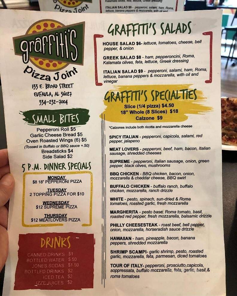 Graffiti's Pizza Joint - Eufaula, AL menu_pic