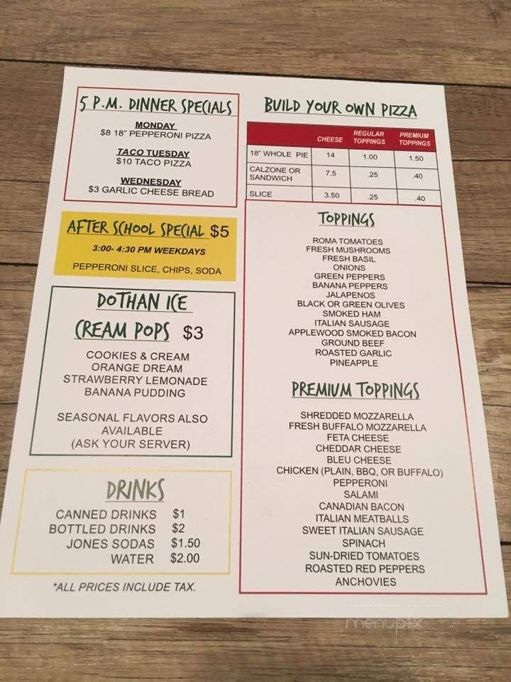 Graffiti's Pizza Joint - Eufaula, AL menu_pic