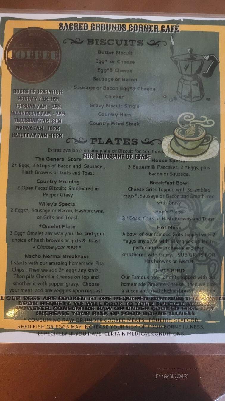 Sacred Grounds Corner Cafe - Social Circle, GA menu_pic
