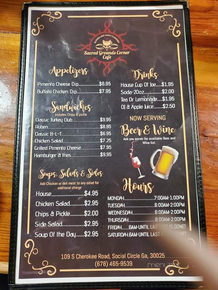 Sacred Grounds Corner Cafe - Social Circle, GA menu_pic