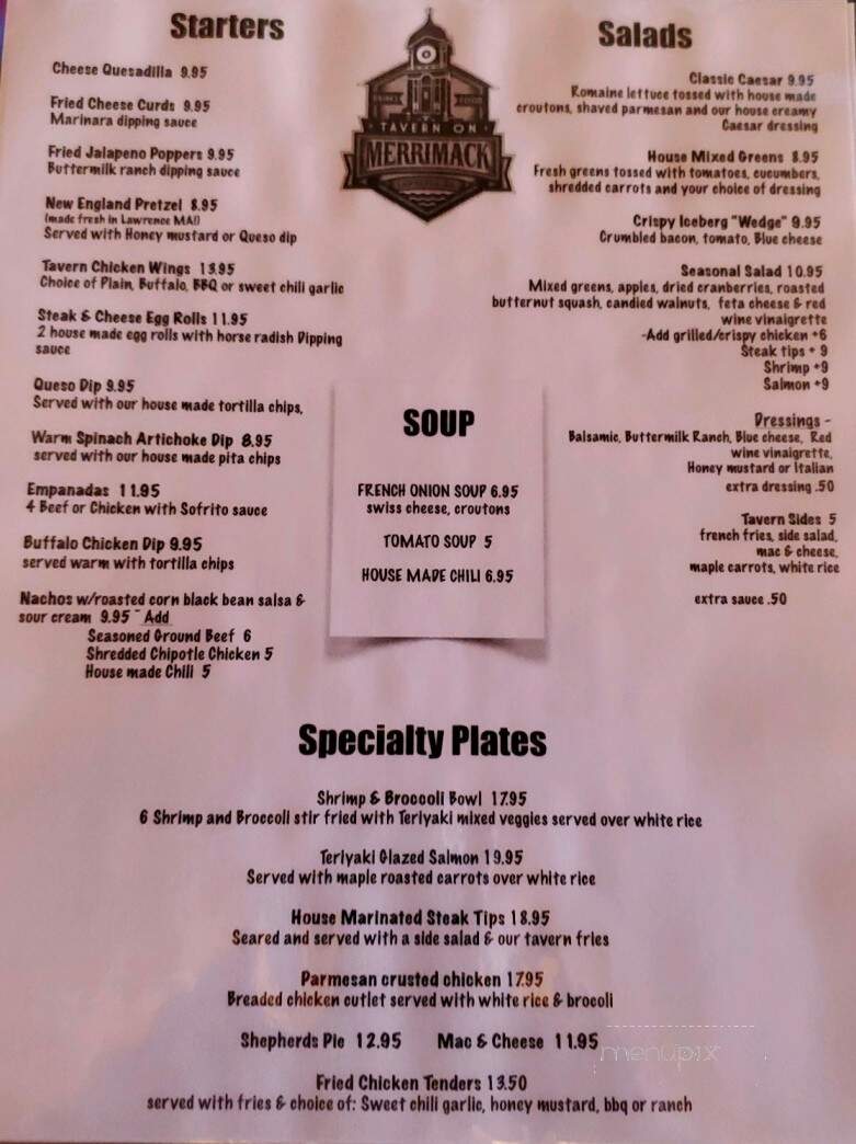 Tavern on Merrimack - Lawrence, MA menu_pic