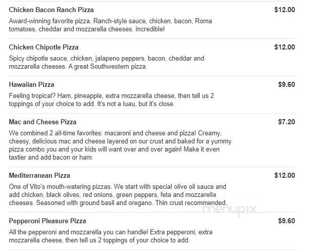Vito's Pizza and Subs - Whitehouse, OH menu_pic