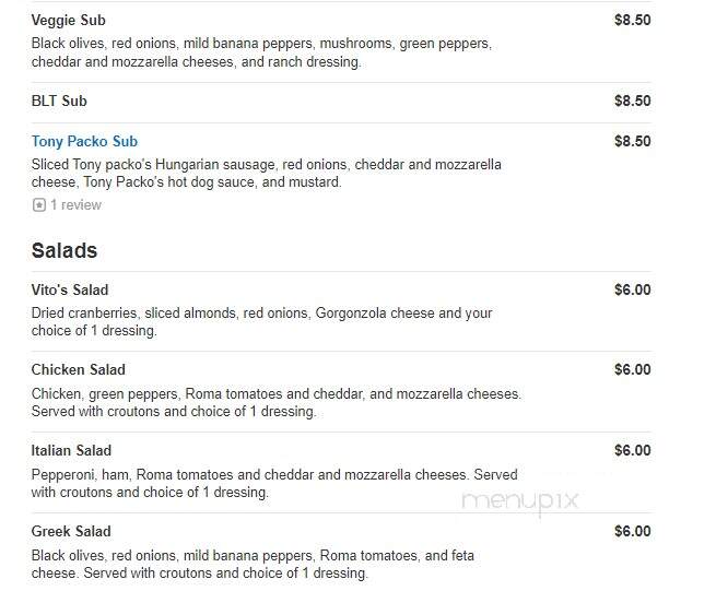 Vito's Pizza and Subs - Whitehouse, OH menu_pic
