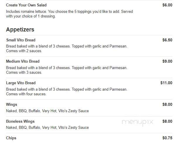 Vito's Pizza and Subs - Whitehouse, OH menu_pic