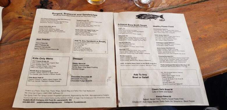 Yodelin Broth Co & Beer Garden - Leavenworth, WA menu_pic