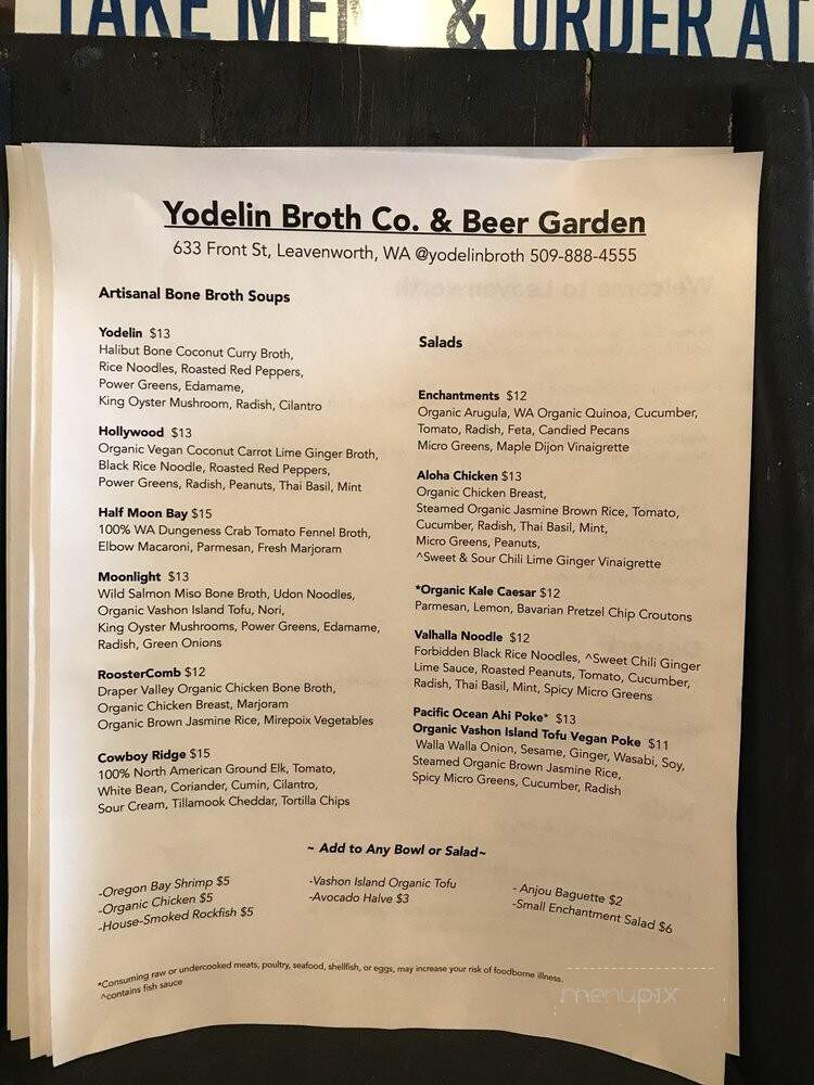 Yodelin Broth Co & Beer Garden - Leavenworth, WA menu_pic