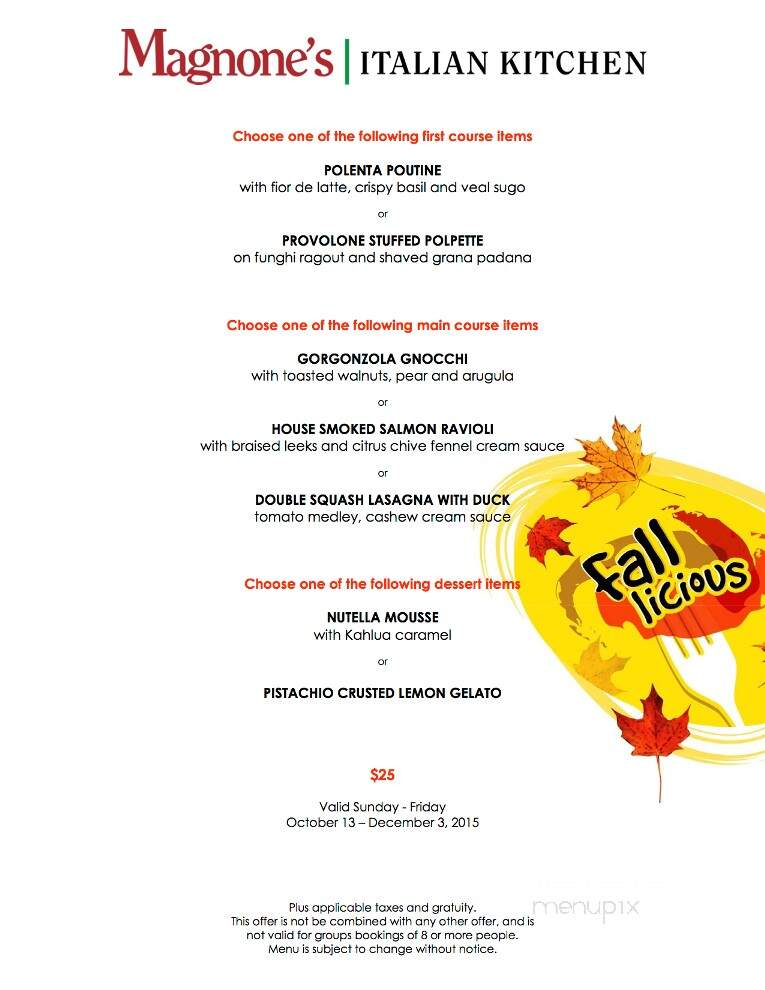 Magnone's Italian Kitchen - Blue Mountains, ON menu_pic