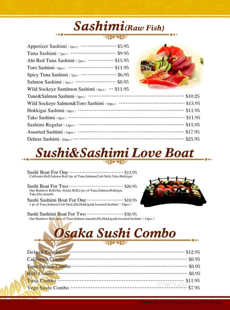 Osaka Sushi - Vancouver, BC menu_pic