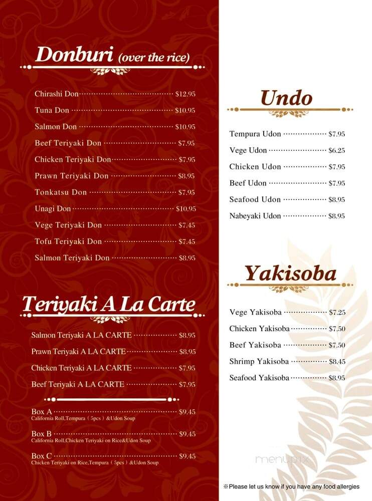 Osaka Sushi - Vancouver, BC menu_pic