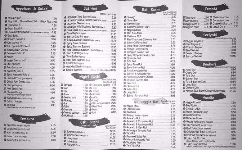 Osaka Sushi - Vancouver, BC menu_pic