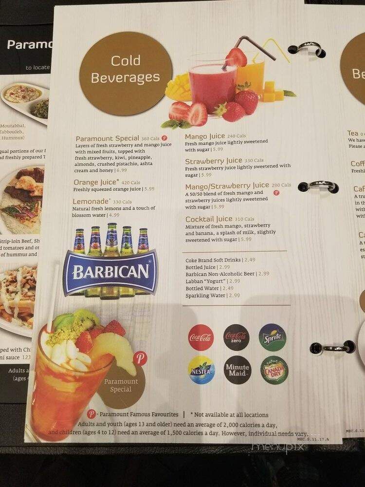 Paramount Fine Foods - Markham, ON menu_pic