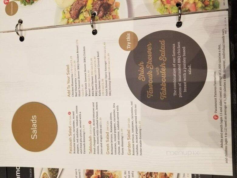 Paramount Fine Foods - Markham, ON menu_pic