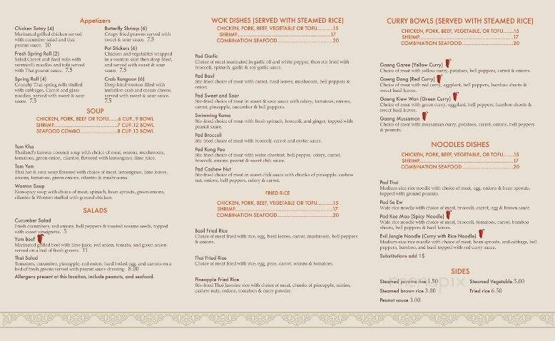 Big Sky Thai - Livingston, MT menu_pic