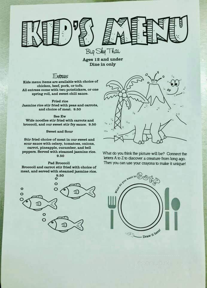 Big Sky Thai - Livingston, MT menu_pic