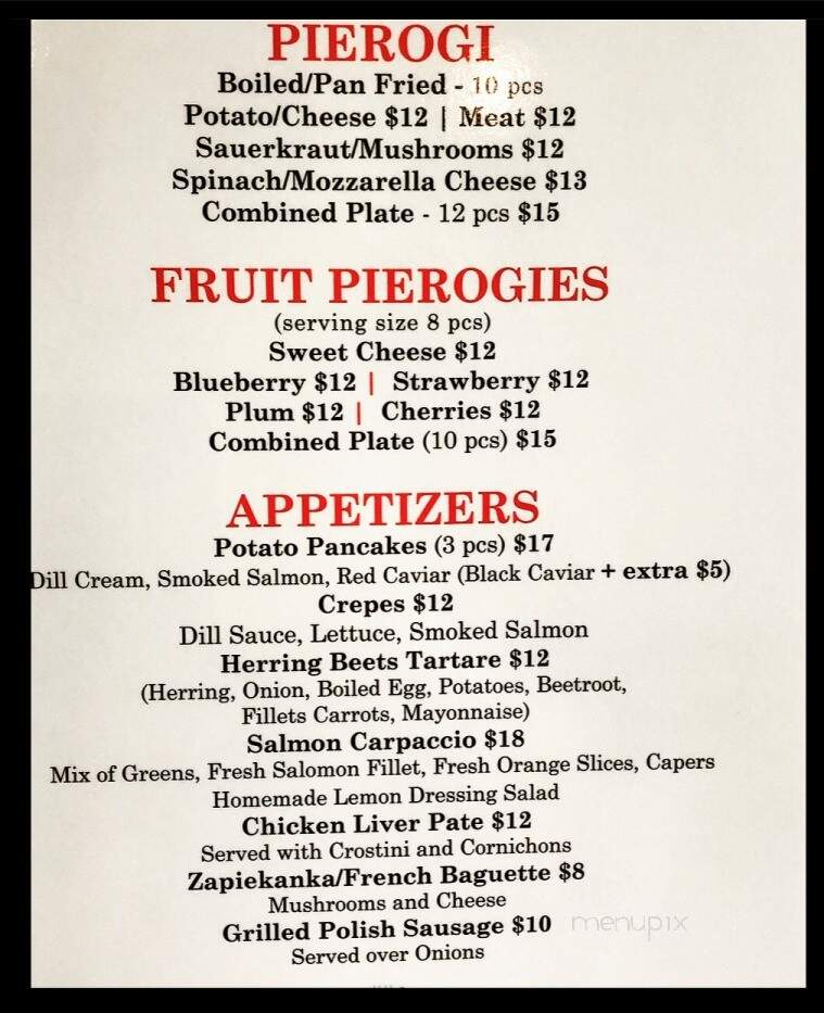 Ewa's Pierogi - Glenview, IL menu_pic